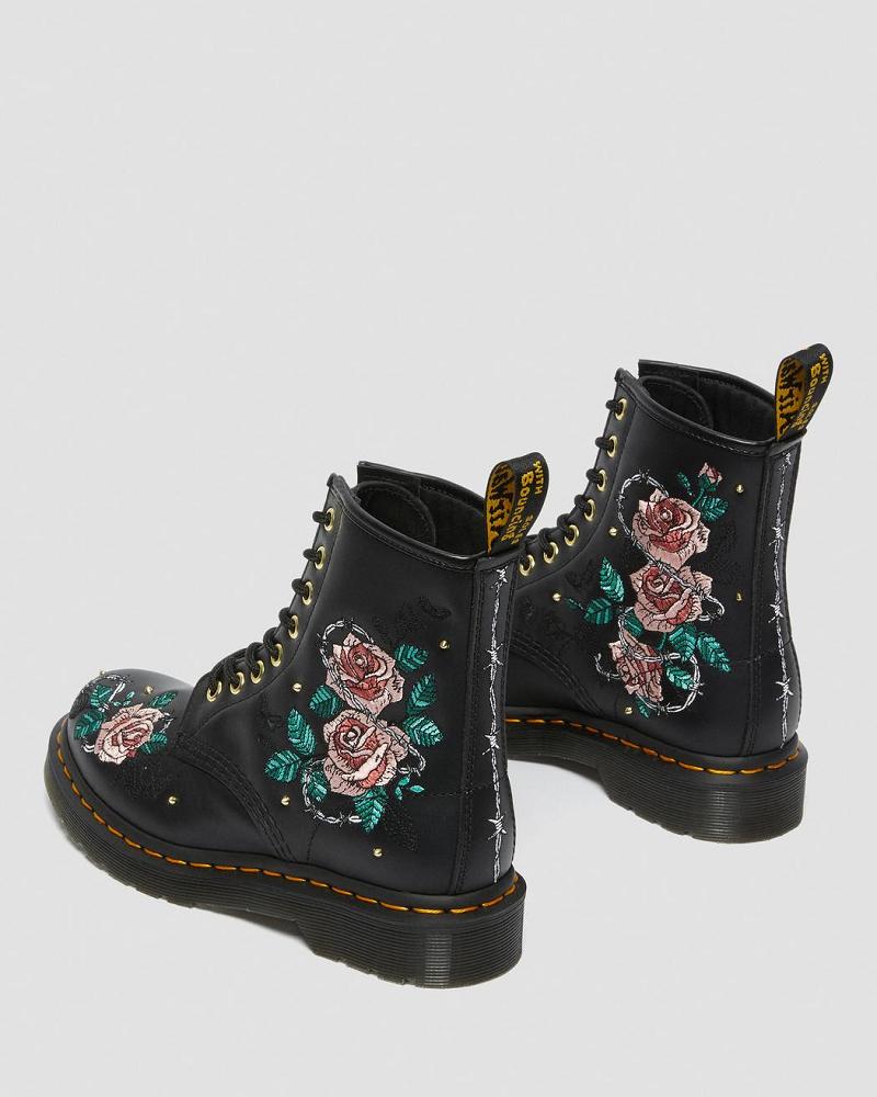 Women's Dr Martens 1460 Vonda Floral Leather Lace Up Boots Black | AU 214UZG